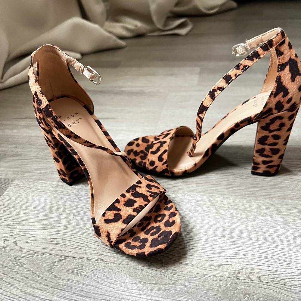 Leopard Print Block Heeled Sandals